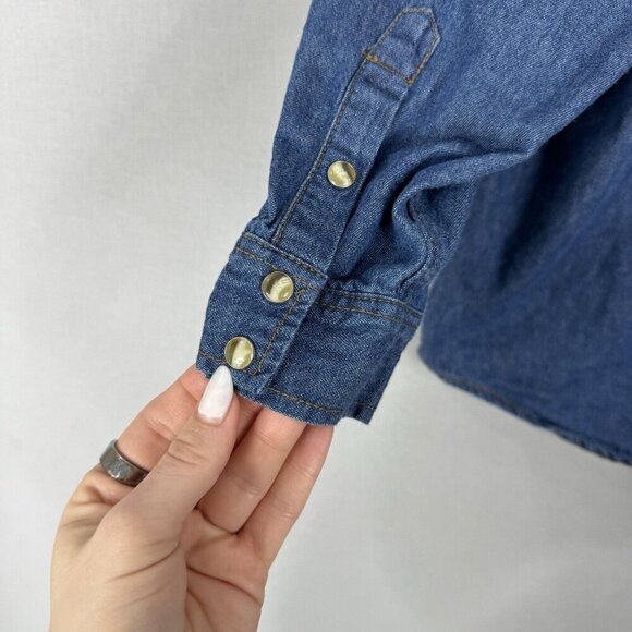 Vintage Forelli Womens Top 18 Blue Pearl Snap Shirt Embroidered Western Rodeo - Picture 9 of 11